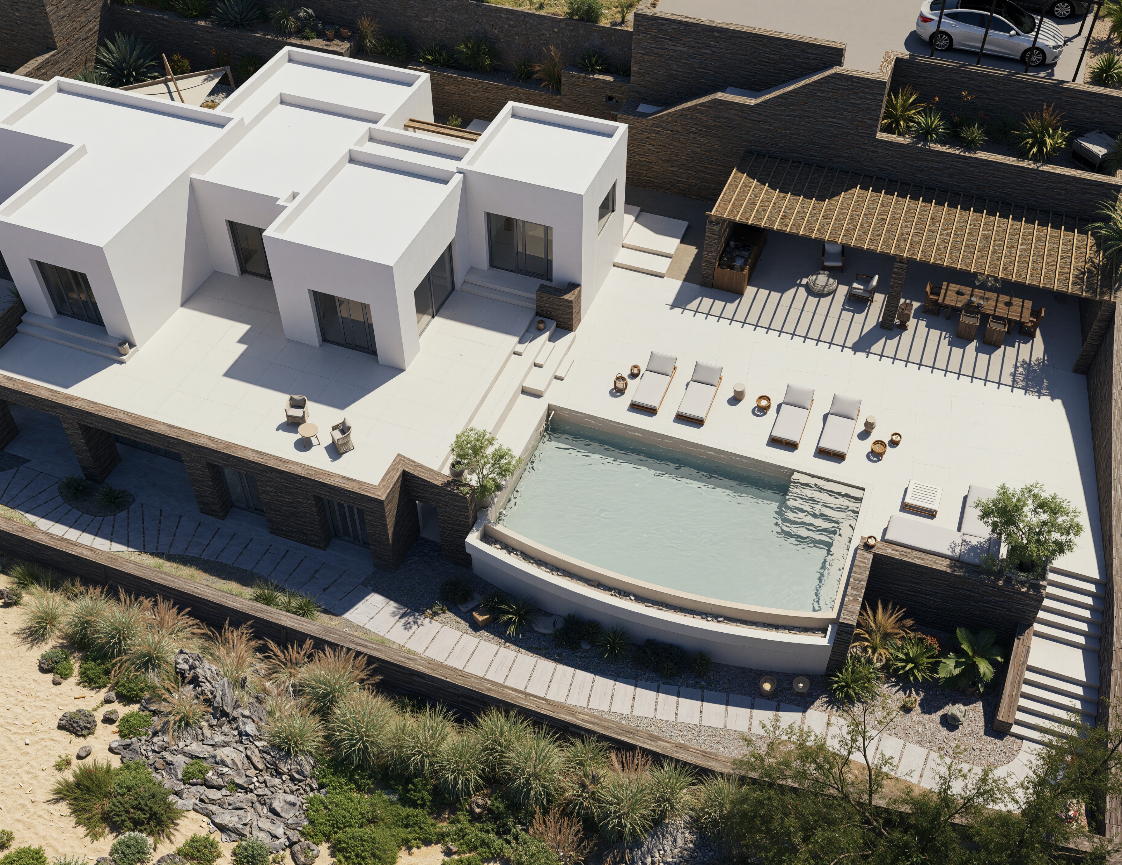 Luxury villa in Kea Greece with open sea view and architectural exterior
